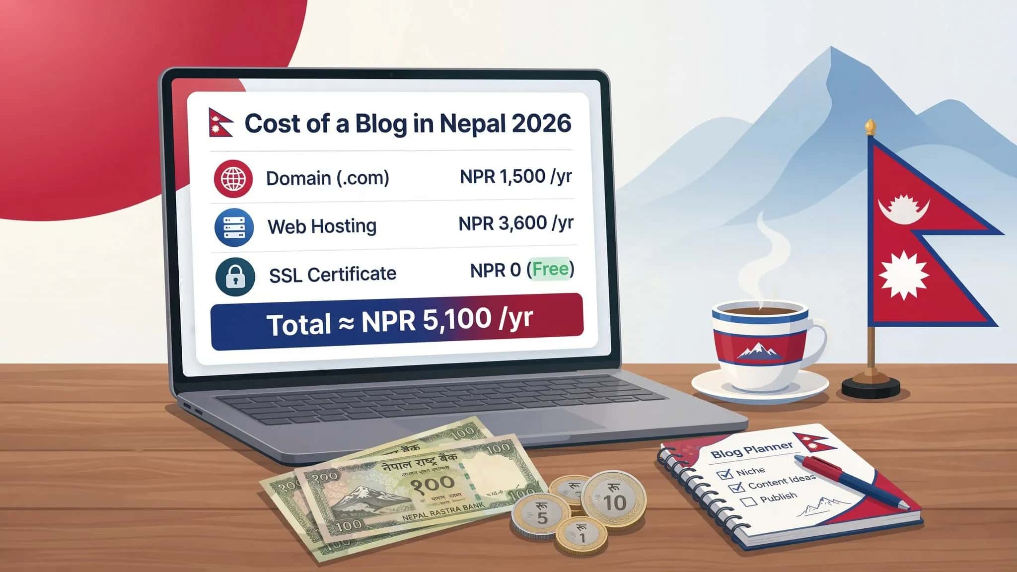 What a Blog Actually Costs in Nepal in 2026: Domain, Hosting and SSL in NPR